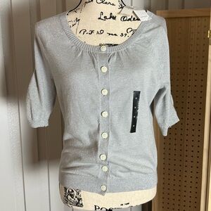 Banana Republic Metallic Silver Button Cardigan – Size M (NWT)